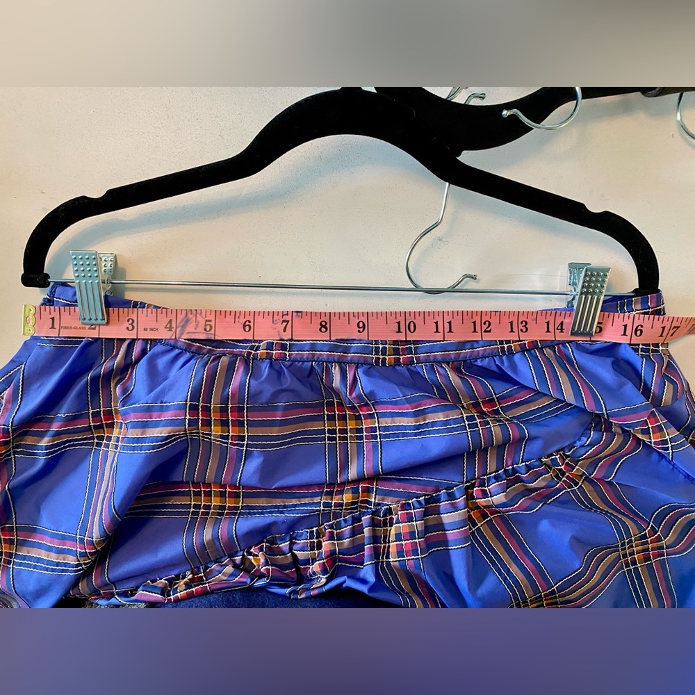 Anthropologie Maeve blue plaid tiered ruffle taffeta bubble skirt - Picture 5 of 5
